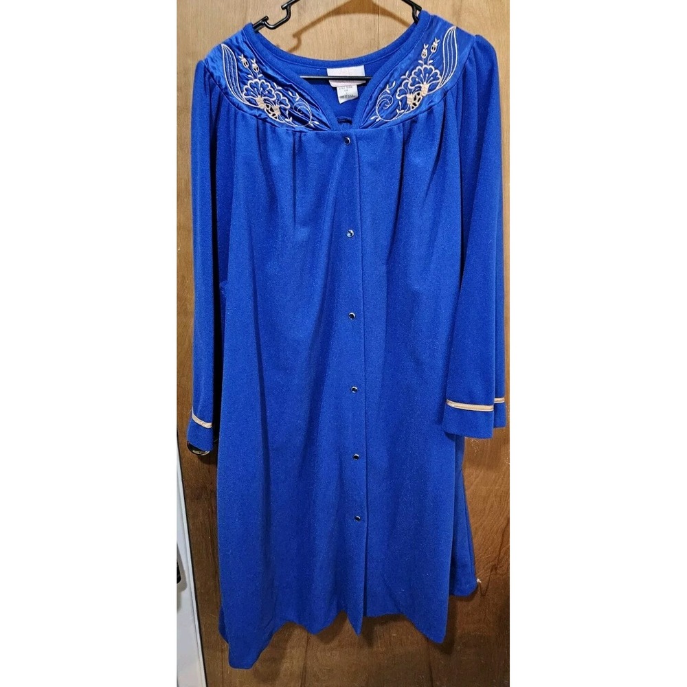 VINTAGE- MADE IN THE USA - PLUS SIZE Just for WOMEN Royal Blue Robe/House coat